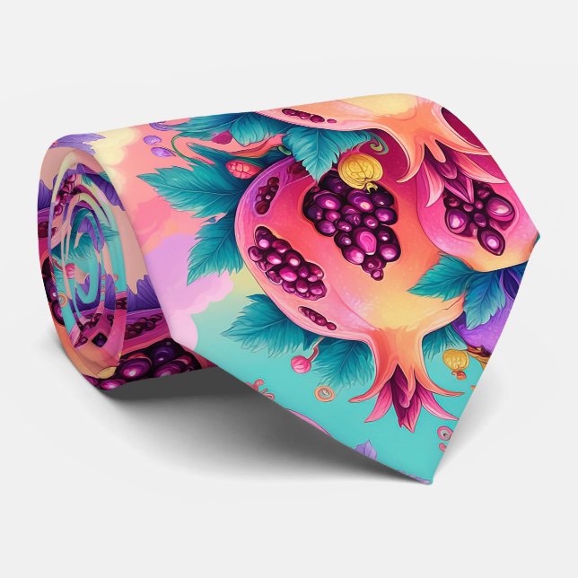Colourful Pomegranate Tie (Rolled)