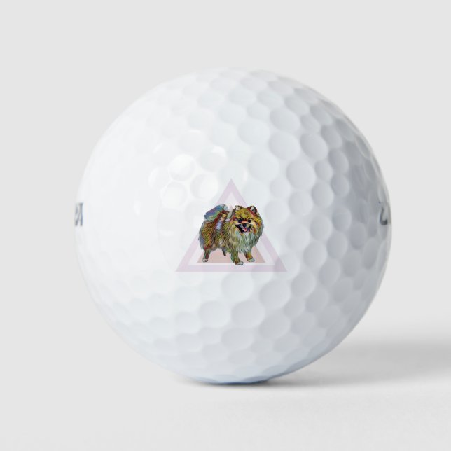 Colourful pomeranian dog golf balls (Front)