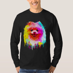 Colourful Pomeranian Hand Drawn Painting Art T-Shirt