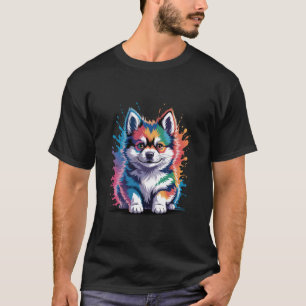 Colourful Pomsky Art Cute Watercolor Style Pomsky T-Shirt