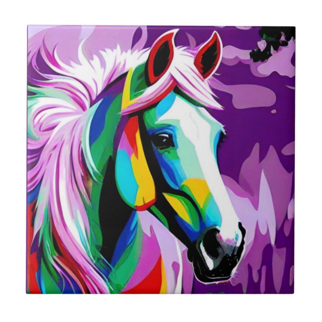 Colourful Pony Ceramic Tile (Front)