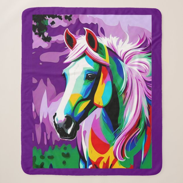 Colourful Pony Sherpa Blanket (Front)