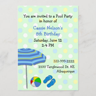 Colourful Pool Party Birthday Invitation