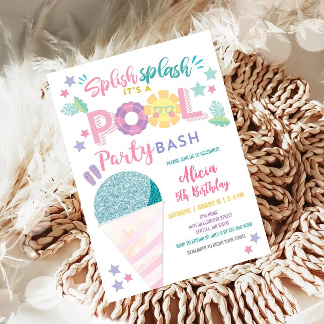 Colourful Pool Party Birthday Invitation (Creator Uploaded)