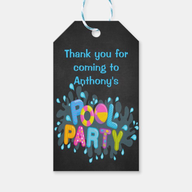 Colourful Pool Party Personalised Gift Tags (Front)