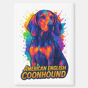 Colourful Pop Art American English Coonhound Magnet