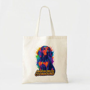 Colourful Pop Art American English Coonhound Tote Bag