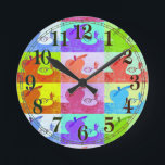 Colourful Pop Art Apple Round Clock<br><div class="desc">Enjoy a bright and colourful style pop art "apple" wall clock wherever you want a splash of colour. With clock face ... </div>