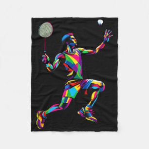 Colourful Pop Art Badminton Player Shuttle Badmint Fleece Blanket