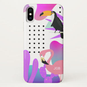 Colourful Pop Art Birds with Your Monogram iPhone X Case