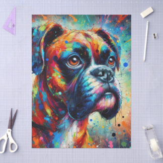 Colourful Pop Art Boxer Dog Decoupage  Tissue Paper