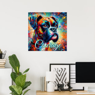 Colourful Pop Art Boxer Dog Personalised Poster