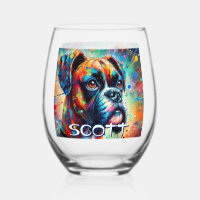 Colourful Pop Art Boxer Dog Personalised Teal Blue