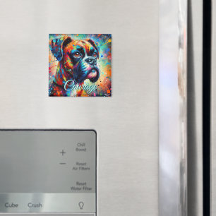 Colourful Pop Art Boxer Dog Teal Blue Dogs Magnet