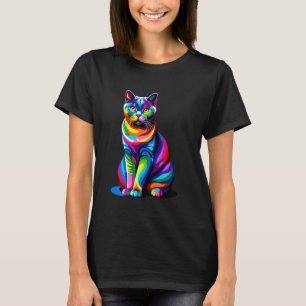 Colourful Pop Art Chartreux Carthusian Cat T-Shirt