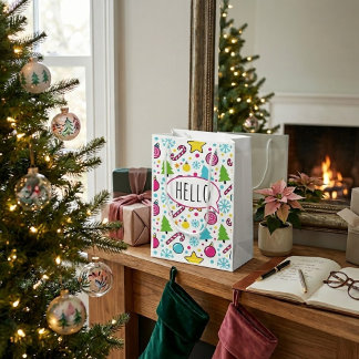 Colourful Pop Art Christmas Tree Pattern – Merry P Small Gift Bag