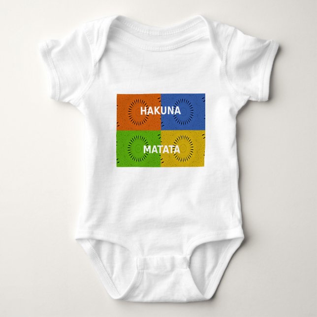 Colourful Pop Art Collage & "Hakuna Matata" Messag Baby Bodysuit (Front)