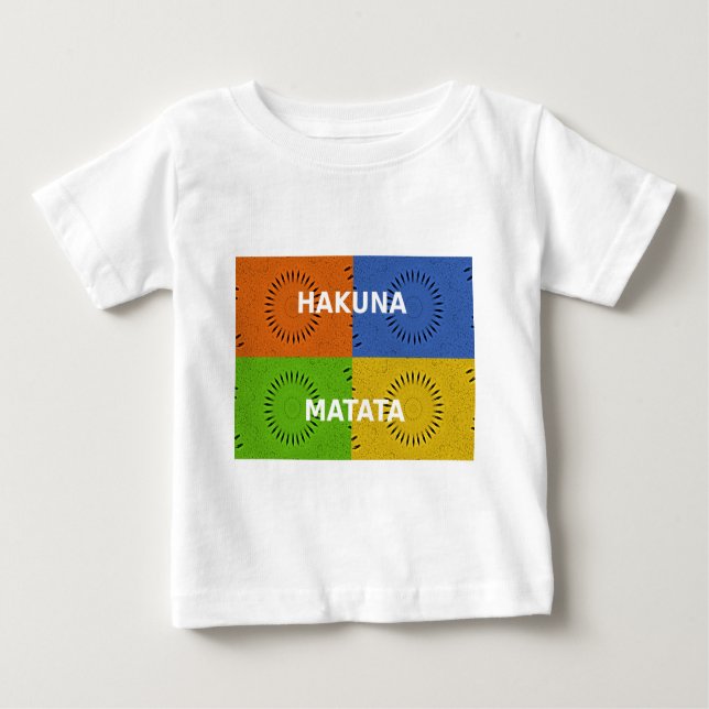 Colourful Pop Art Collage & "Hakuna Matata" Messag Baby T-Shirt (Front)