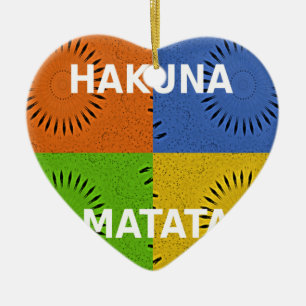 Colourful Pop Art Collage & "Hakuna Matata" Messag Ceramic Ornament