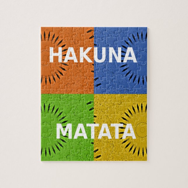 Colourful Pop Art Collage & "Hakuna Matata" Messag Jigsaw Puzzle (Vertical)