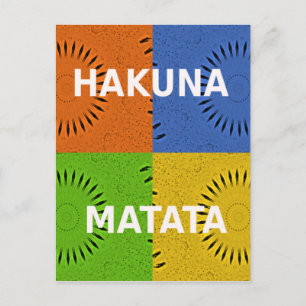 Colourful Pop Art Collage & "Hakuna Matata" Messag Postcard