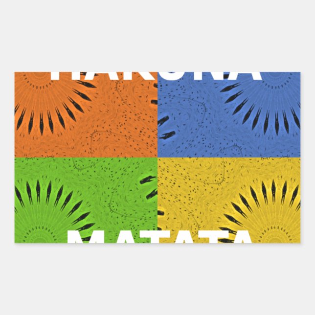 Colourful Pop Art Collage & "Hakuna Matata" Messag Rectangular Sticker (Front)