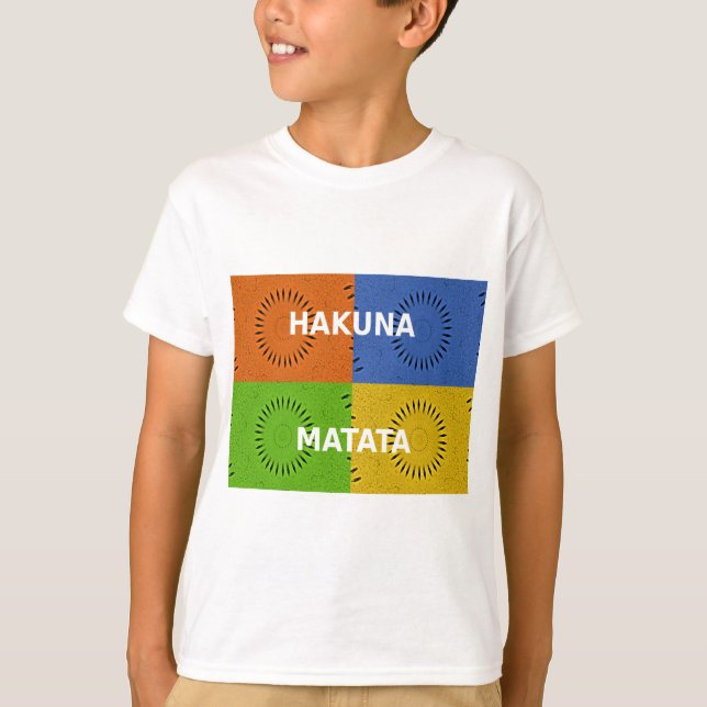 Colourful Pop Art Collage & "Hakuna Matata" Messag T-Shirt (Front)