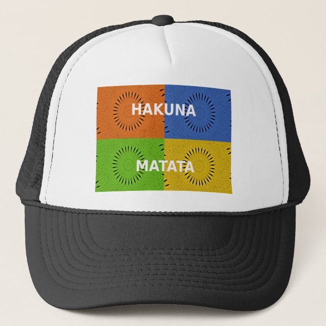 Colourful Pop Art Collage & "Hakuna Matata" Messag Trucker Hat (Front)