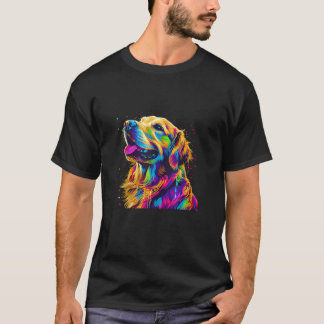 Colourful Pop Art Cute Golden Retriever Dog Portra T-Shirt