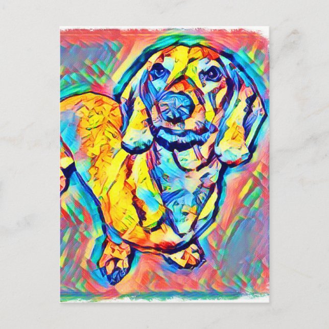 Colourful Pop Art Dachshund Postcard (Front)