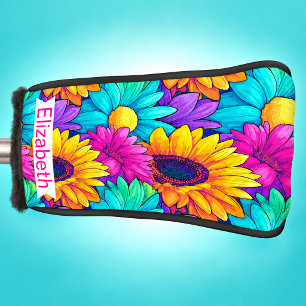 Colourful Pop Art Daisy Personalised Golf Head Cover