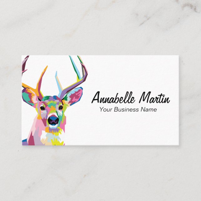 Colourful Pop Art Deer Business Card (Front)