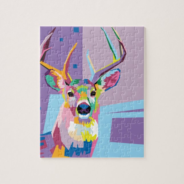 Colourful Pop Art Deer Portrait Jigsaw Puzzle (Vertical)