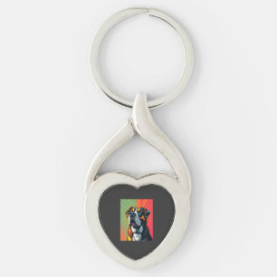 Colourful Pop Art Dog Illustration Bold & Fun Pet Key Ring