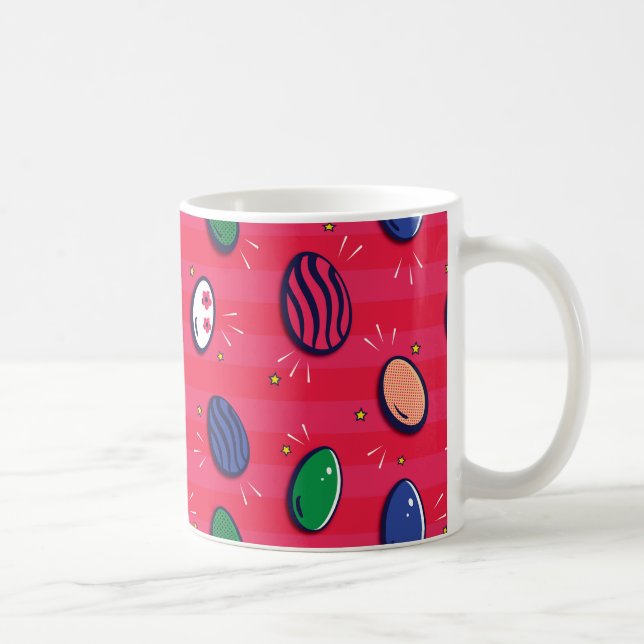 Colourful Pop Art Easter Eggs Pattern Coffee Mug (Right)