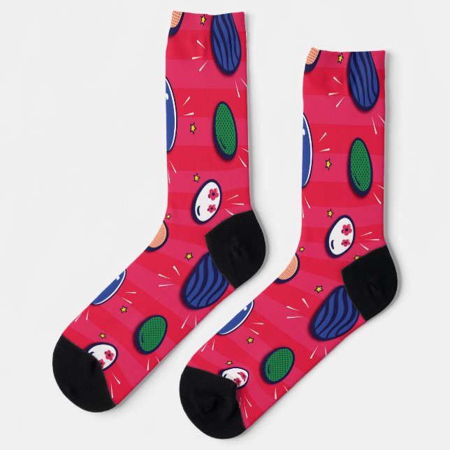 Colourful Pop Art Easter Eggs Pattern Socks (Left)