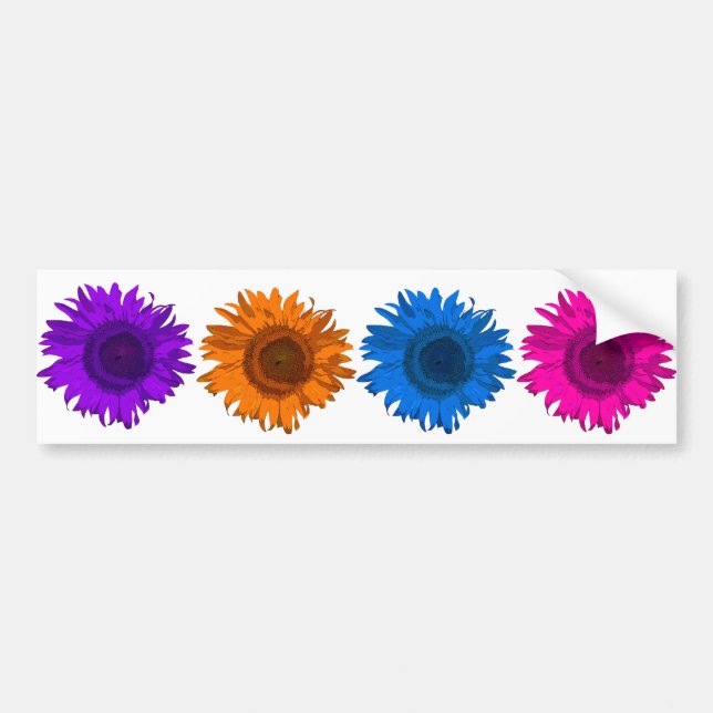 Colourful Pop Art Flowers Bumper Sticker (Front)