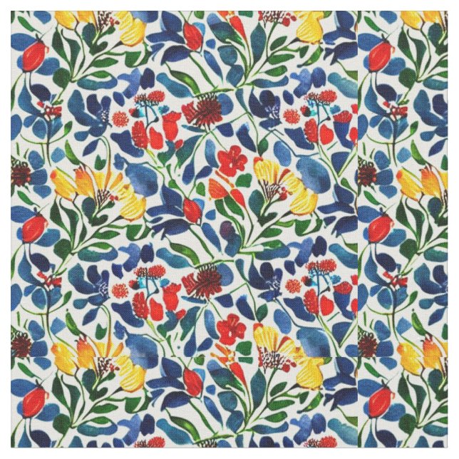 Colourful Pop Art Flowers Fabric (Close Up)