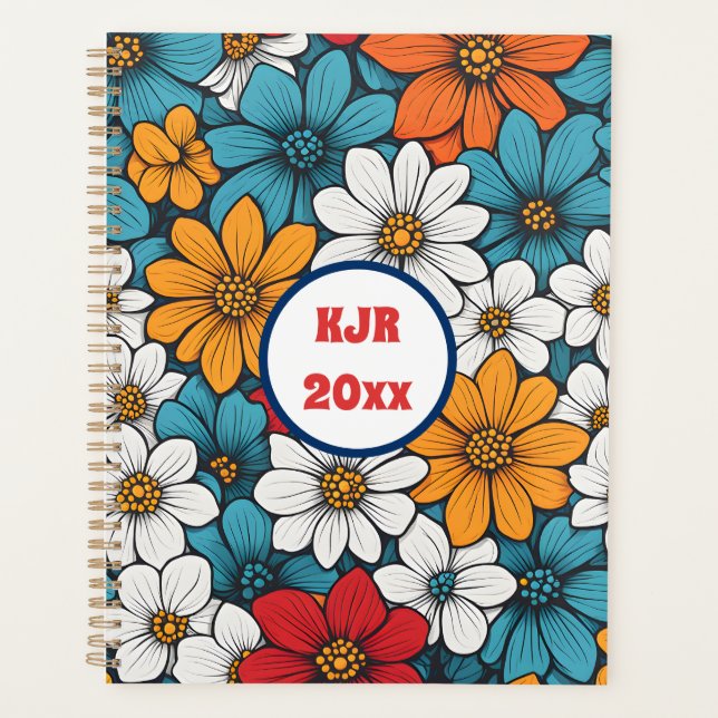 Colourful Pop Art Flowers Planner (Front)