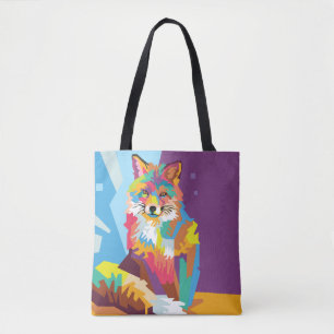 Colourful Pop Art Fox Portrait Tote Bag