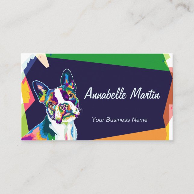 Colourful Pop Art French Bulldog  Business Card (Front)
