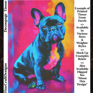 Colourful Pop Art French Bulldog Dog EP6R Decoupag Tissue Paper