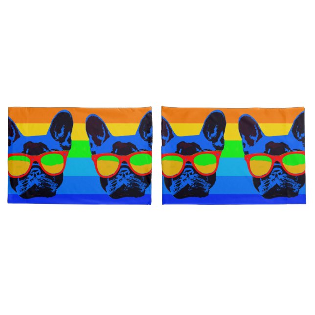 Colourful Pop Art French Bulldog Pillowcase (Back-Set)