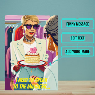 Colourful Pop Art Funny Karen Birthday Card