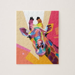 Colourful Pop Art Giraffe Portrait Jigsaw Puzzle