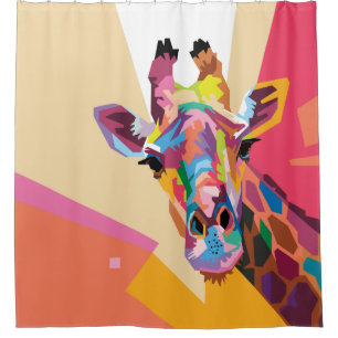 Colourful Pop Art Giraffe Portrait Shower Curtain