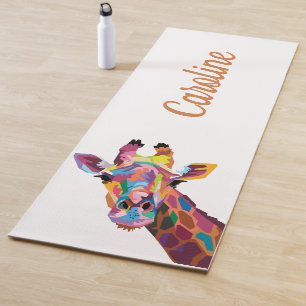 Colourful Pop Art Giraffe Portrait Yoga Mat