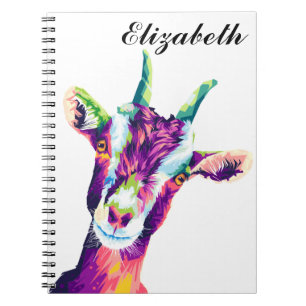 Colourful Pop Art Goat Personalised Notebook