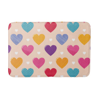 Colourful Pop Art Heart Pattern Bath Mat