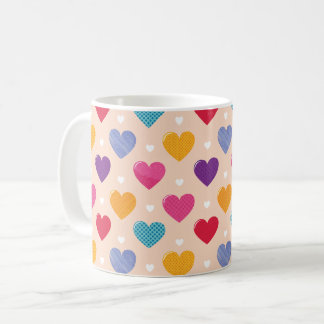 Colourful Pop Art Heart Pattern Coffee Mug